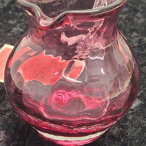 Pilgrim Cranberry Optic Glass Pitcher 3 1/2" - Picture 13 of 15
